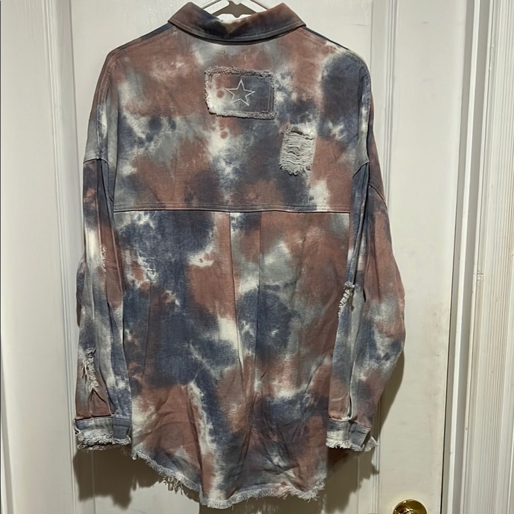 POL oversized Tie-Dye Button Down Shirt - Picture 6 of 6